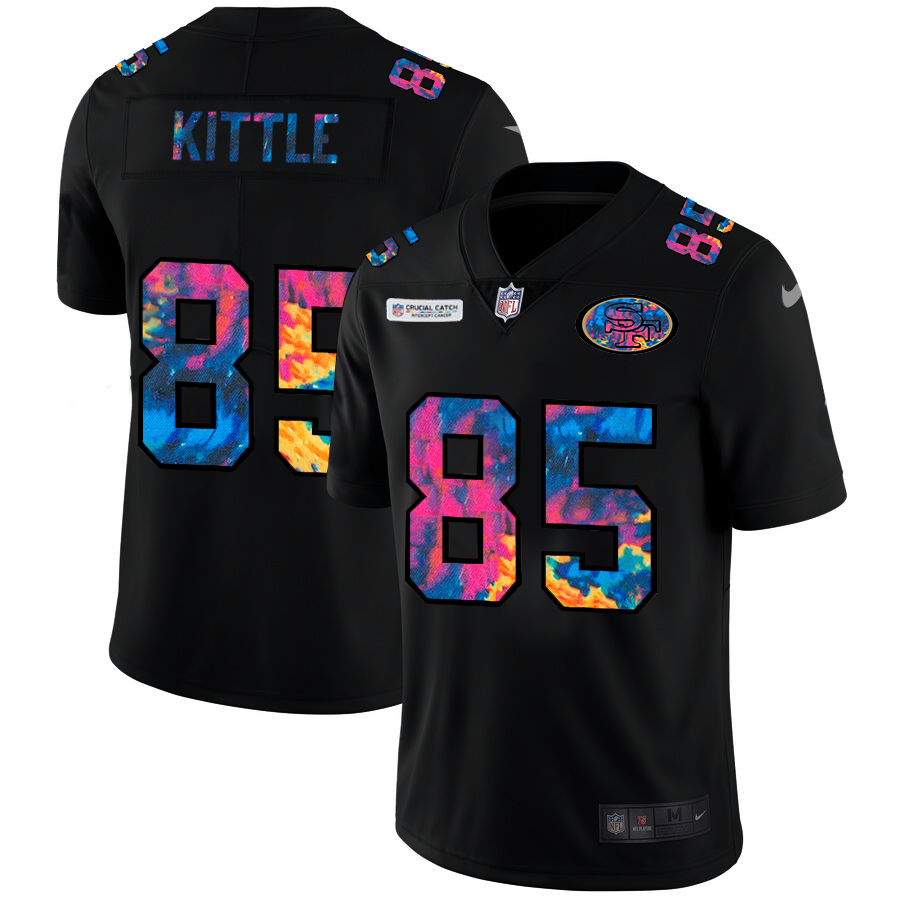 NFL San Francisco 49ers #85 George Kittle Men Nike MultiColor Black 2020 Crucial Catch Vapor Untouchable Limited Jersey